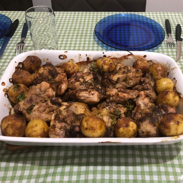 Frango ao forno na mostarda